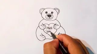 How to make Teddy Bear drawing easy | How to draw Teddy Bear with number 6 | Teddy Bear doll drawing