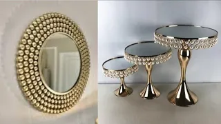 Cake Stand Making At Home | Mirror Decor Ideas With Pearls | @ZardosiTutorial