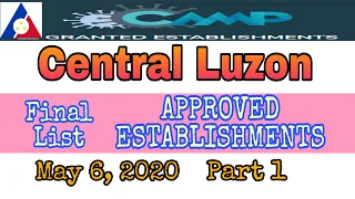 CENTRAL LUZON FINAL LIST of APPROVED ESTABLISHMENTS PART 1