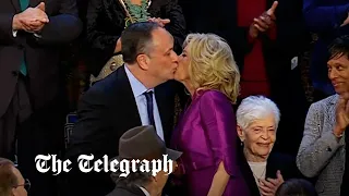 Moment Jill Biden kisses Kamala Harris' husband on the lips | State of the Union address