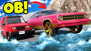 Escape the Flood in SLOW CARS on a Mountain in BeamNG Drive Mods!