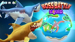 PORBEAGLE AND BLACKTIP REEF KILL COLOSSAL SQUID BOSS - Hungry Snark World