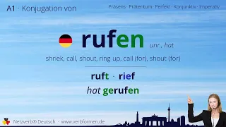 Konjugation Verb „rufen“ (unr., hat) - alle Zeitformen, Lernvideo, Tutorial