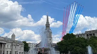 Uncut: Royal Air Force Flypast for the Queens Platinum Jubilee seen from Trafalgar Square 06/02/2022