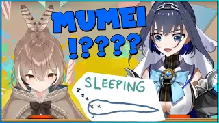 Kronii: Why are his eyes crossed out ?!  Mumei: He's sleeping