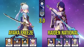 (F2P) C0 AYAKA Freeze & C0 RAIDEN National | 3.0 Spiral Abyss Floor 12 | Genshin Impact