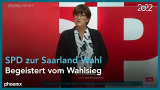 Pressekonferenz der SPD mit Saskia Esken und Anke Rehlinger zur Landtagswahl im Saarland am 28.03.22