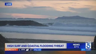 Flood advisory issued as high surf pounds SoCal coast