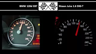 BMW 120d E87 VS. Nissan Juke 1.6 DIG-T - Acceleration 0-100km/h