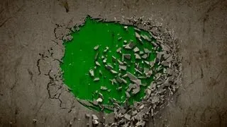 wall collapse C round green screen - different intro effects with sound - free use