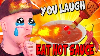 You Laugh, You Lose HOT SAUCE PUNISHMENT CHALLENGE (if I laugh, I eat carolina reaper spicy sauce)