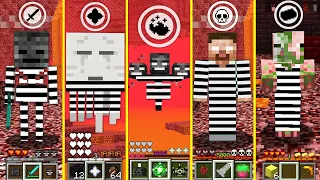 Minecraft HOW TO PLAY NETHER PRISONER GHAST HEROBRINE WITHER SKELETON PIG Monster School Battle
