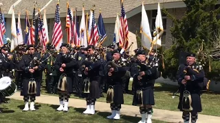 Yarmouth Sgt. Sean Gannon’s body carried out of church as bagpipes play