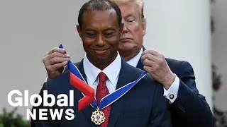 Trump presents Presidential Medal of Freedom to Tiger Woods