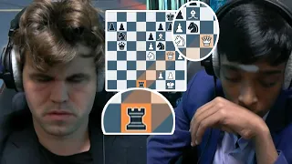 First Game of Magnus Carlsen vs Praggnanandhaa in FINALS (HIGHLIGHTS)