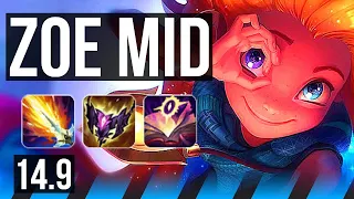 ZOE vs QIYANA (MID) | 6 solo kills, 18/3/8, Legendary, Rank 9 Zoe | EUW Grandmaster | 14.9