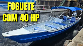 TESTE DA CANOA DE 7 METROS COM 40 HP !!!