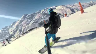 GoPro selfiestick snowboarding