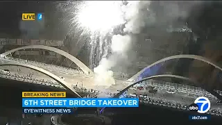 Illegal fireworks show shuts down LA's 6th Street bridge