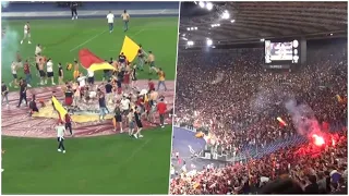 Roma-Feyenoord 1-0, fischio finale allo Stadio Olimpico: il boato dei tifosi e la festa