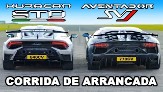 Lamborghini Huracan STO vs Aventador SVJ: CORRIDA DE ARRANCADA