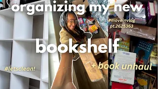 organizing my new bookshelf + book unhaul!📚🫧