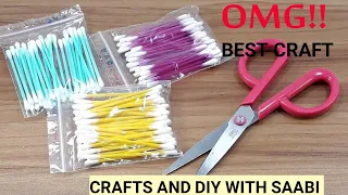 Diy cotton earbuds craft ideas|How to make unique wall hanging with cotton earbuds|#cottonbuds