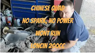 chinese quad bike repair ,no spark , no power, wont run, loncin 200cc