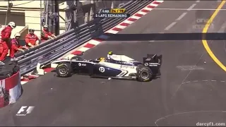 F1 2011 Monaco Hamilton Crashes Maldonado