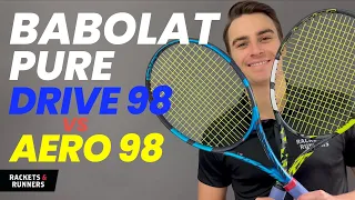 Battle of two modern Babolat 98s!! Pure Drive 98 vs. Pure Aero 98 Comparison | Rackets & Runners