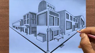 How to Draw a Town in Two-Point Perspective Step-by-step