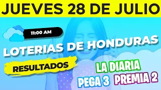 Sorteo 11AM Loto Honduras, La Diaria, Pega 3, Premia 2, Jueves 28 de Julio del 2022 | Ganador 😱🤑💰💵