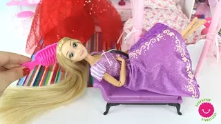 Preparo a RAPUNZEL para su cita con FLYNN - Juguetes Barbie y muñecas Disney Princesas