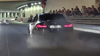 BMW M4 doing crazy burnouts in Monaco!