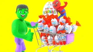 HULK GOES TO THE SUPERMARKET ❤ Spiderman, Hulk & Frozen Elsa Play Doh Cartoons For Kids