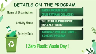 UKQT3001-EXTRA-CURRICULAR EXPERIENTIAL LEARNING// GROUP AMIGOS - ZERO PLASTIC WASTE DAY