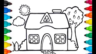 House Drawing and coloring for kids/ How to draw a House/  Як намалювати будинок / Малюнки для дітей