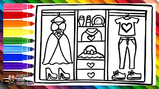 Drawing and Coloring a Wardrobe 👗👠💍👒💄👚👖👟🌈 Drawings for Kids