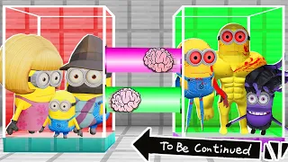 BRAIN EXCHANGE MINION FAMILY vs SCARY MINION.EXE FAMILY in MINECRAFT ! WHAT'S INSIDE MINIONS