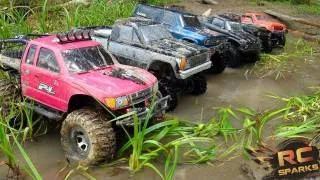 RC ADVENTURES -  6 Scale RC 4x4 Trucks in MUD, DIRT & a Forest! Group Trail Gathering  (GTG)