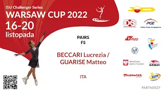 #10 Lucrezia BECCARI / Matteo GUARISE ITA Pairs FS - CS Warsaw Cup 2022