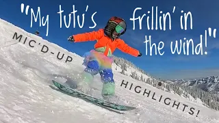 Mic’d-up 5 year old girl narrates her snowboarding adventures in this adorable highlight reel!