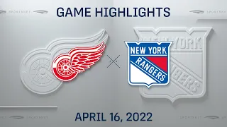 NHL Highlights | Red Wings vs. Rangers - Apr. 16, 2022