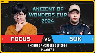WC3 - [ORC] FoCuS vs Sok [HU] - Playday 1 - Ancient of Wonders Cup 2024