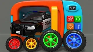 Learn Colors Black Police Car! Street Vehicle Toys Assemble Cars Wheels and Microwave Toy | ZORIP