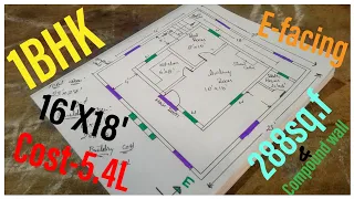 #1BHK village house plan | #288sq.f Building plan | #16'x18' House plan