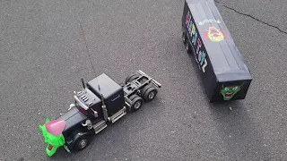 tamiya king HAULER maximum overdrive first test drive i flip the trailer and repair the 5th wheel