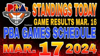 PBA Standings today as of March 16, 2024 | Pba Game Results | Pba schedule March 17, 2024