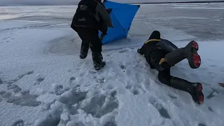 Рыбалка на Чудском озере в сильный порывистый ветер.