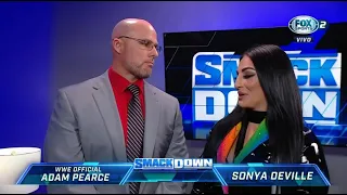 Sonya Deville confronta a Adam Pearce en Backstage - WWE SmackDown Español: 24/06/2022